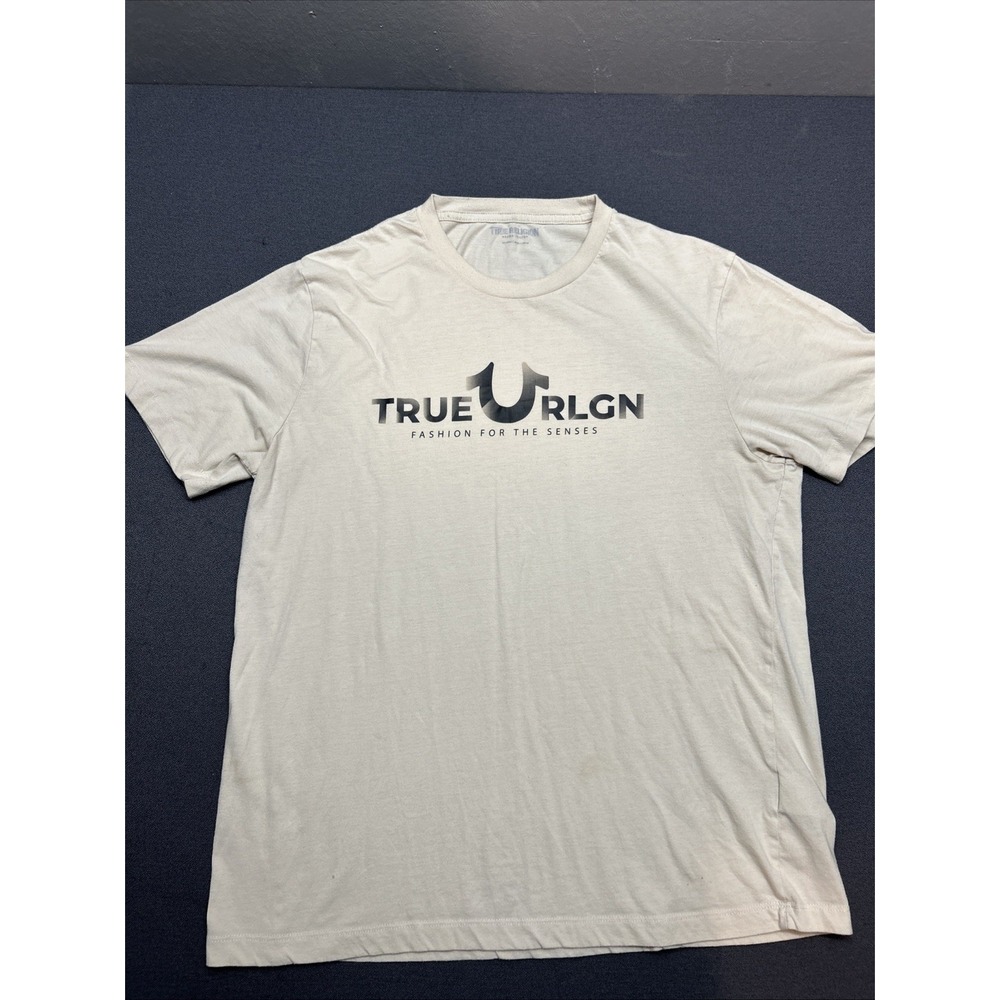 True Religion Mens True RLGN Foil Logo Tee T-Shirt XL Beige 106195